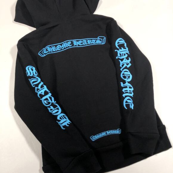 Chrome Hearts Kids Blue Scroll Zip Up Hoodie Sweater Black/Blue size 4T B33 - Picture 11 of 11